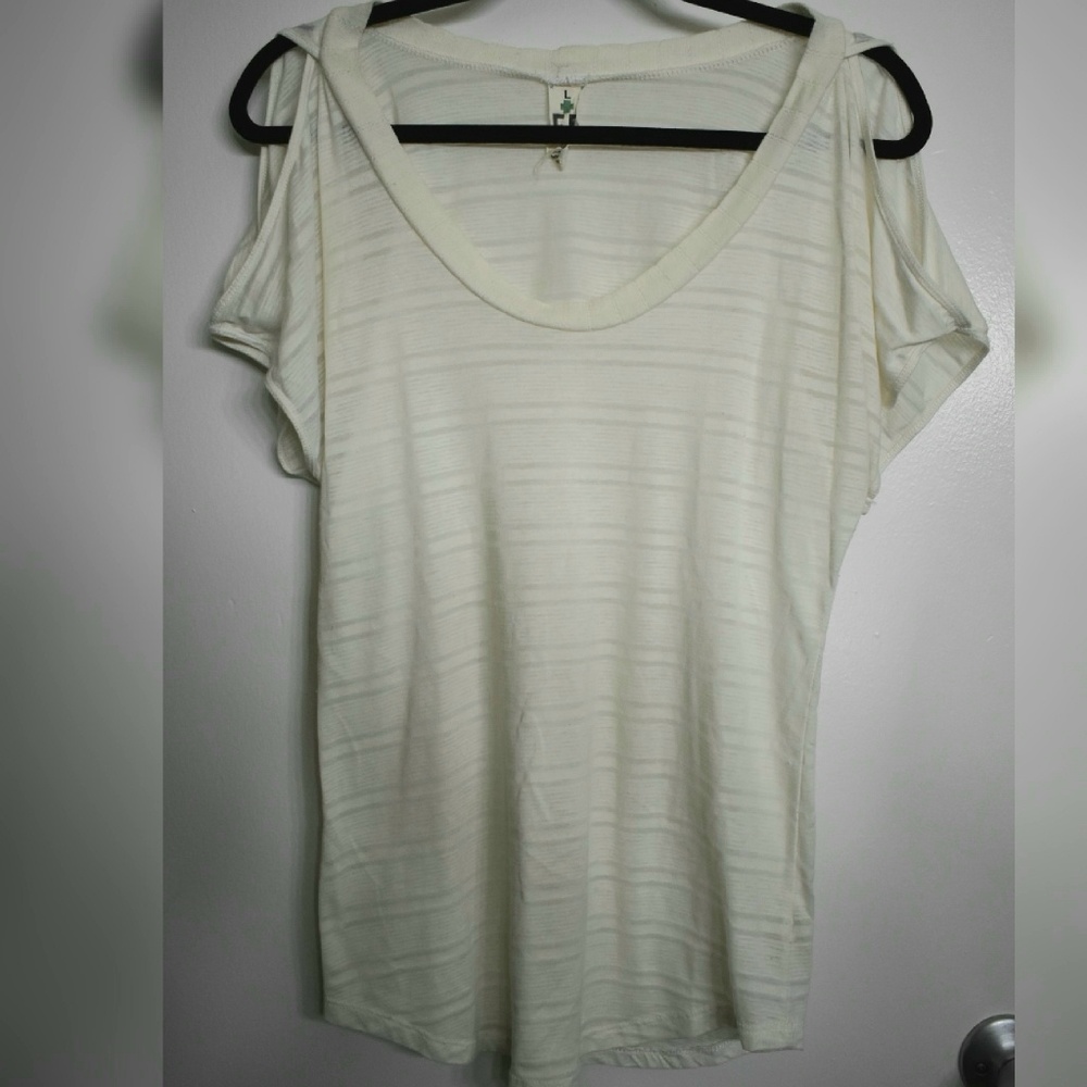 Free People open shoulder sheer tee